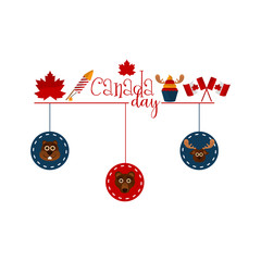 Isolated canada day pendant with different objects - Vector