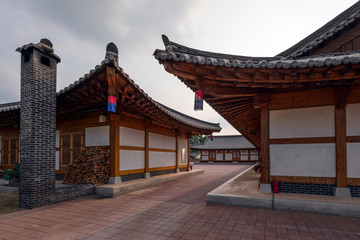 traditional buildings in the Hanok Village in Gongju, South Korea, a tourist attraction.