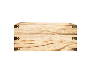 Wooden box on white background.