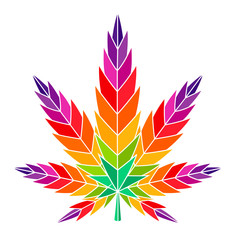 Cannabis leaf marijuana colorful illustration ganja 4:20 smoke weed