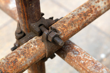 Oxidation rusty scaffolding