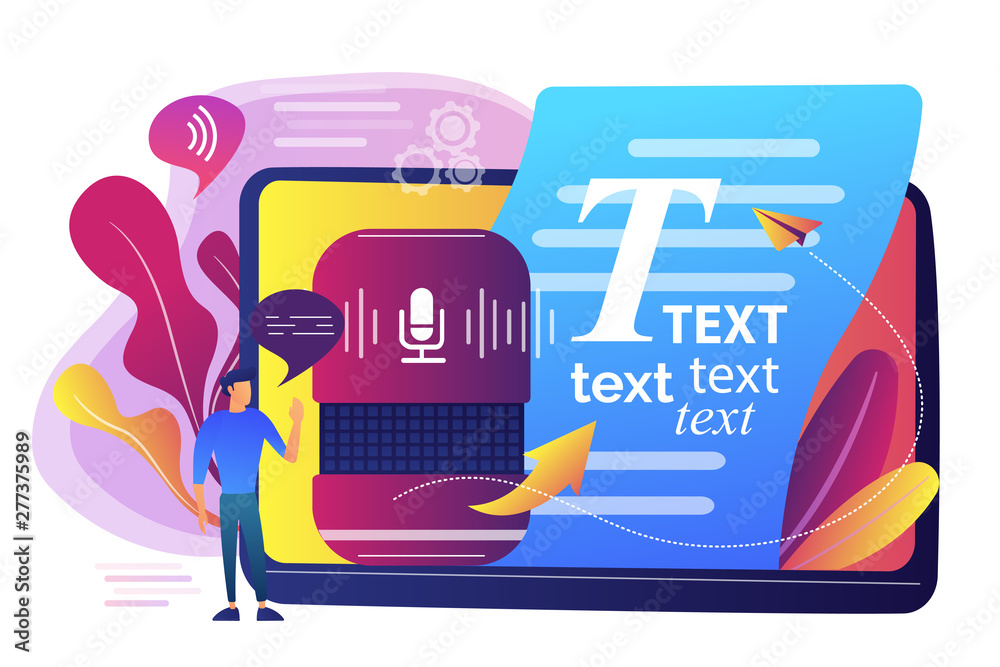 Poster speech-to-text app, voice recognition application. convert speech to text, multi-language speech rec