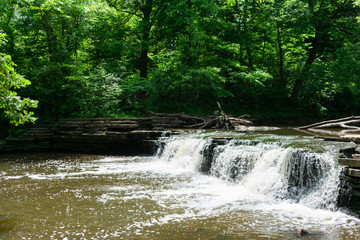 Waterfall at Waterfall Glen Forest Preserve in Suburban Lemont Illinois