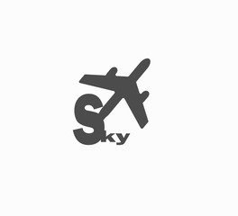 Logo for airline company flat design vector airplane isolated. Air transport - air transportation.