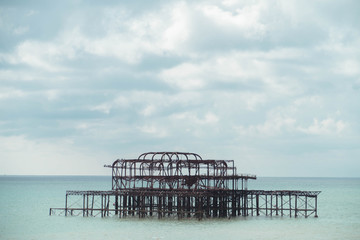 Old Brighton Pier On A Cloudy Day, Close Up