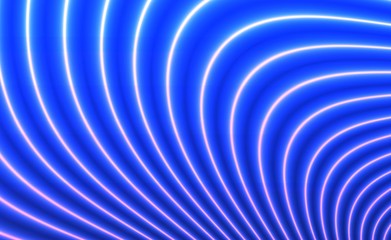 Abstract glowing striped background. Neon glowing techno lines, blue hi-tech futuristic backdrop. Vector card illustration.