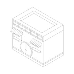 Isometric contour of a store with round doors