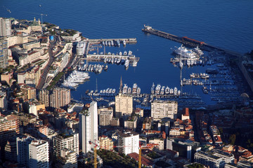 Naklejka premium Monte Carlo, Principality of Monaco -Top view of the city of Monte Carlo and the marina of Hercules.