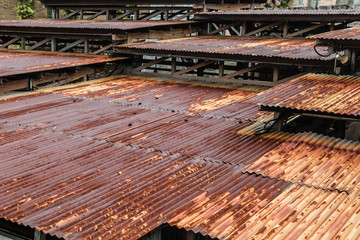 rusty vintage metal roof closeup background view