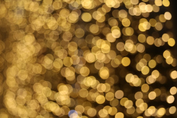 gold color abstract of blur and bokeh colorful light and night garden