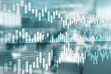 Fototapeta na wymiar Business concept with Candle stick graph chart of stock market investment trading and blur office background.