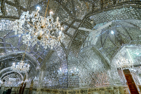 08/05/2019 Yazd,.Yazd province.Iran, Interior Imam Zadeh Jafar mosque, incredibly adorned with a huge amount of silver
