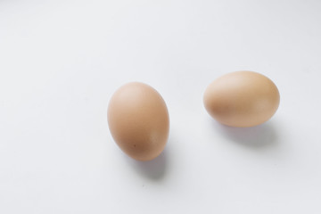 Chicken eggs on white background