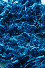 Macro photo of blue paper decor material