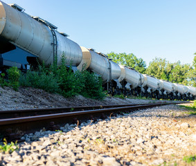 Image of oil or fuel transport in tanks by railway