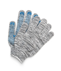 Top view of cotton knitted work gloves