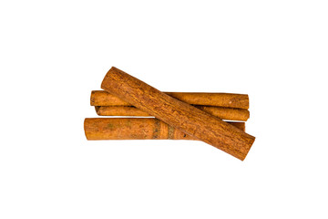 Brown cinnamon sticks isolated on a white background