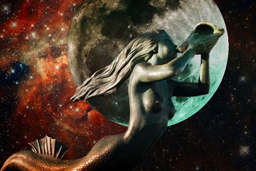 Mermaid, Moon and 30 Doradus Nebula (Elements of this image furnished by NASA)