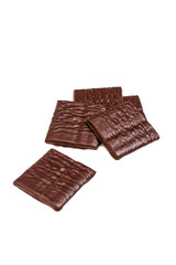 thin and texture of dark chocolate isolated on white backdgound