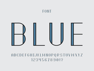 Blue font. Vector alphabet 