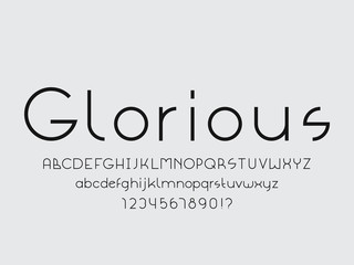Glorious font. Vector alphabet