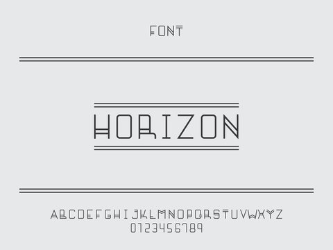Horizon font. Vector alphabe