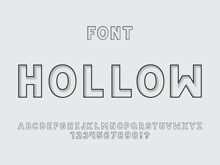 Hollow font. Vector alphabet 