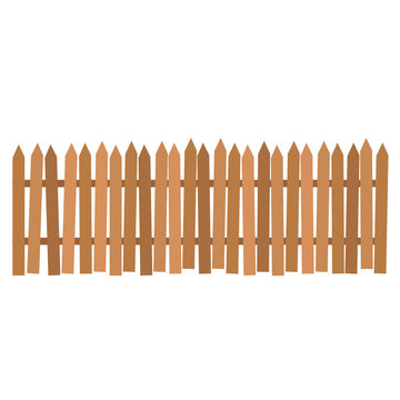 Rural wooden fences, pickets vector. Brown silhouettes fence for garden illustration