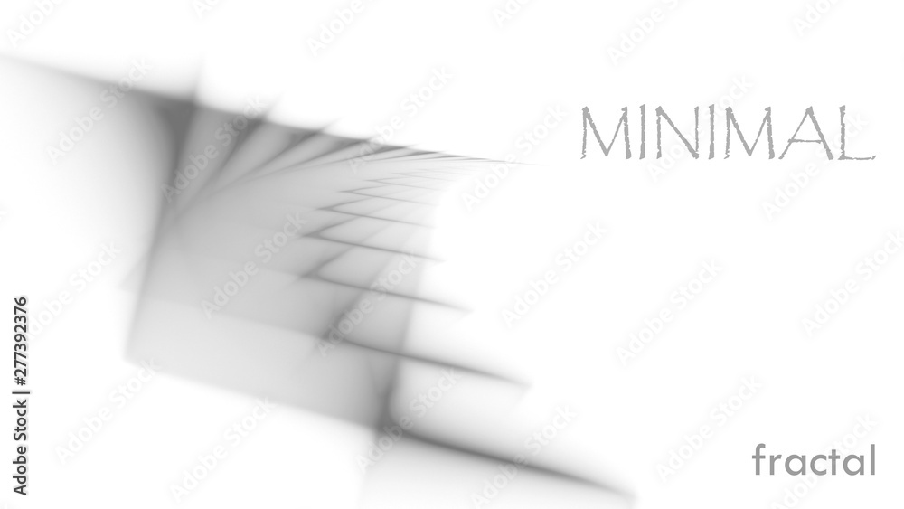 Poster grey perspective fractal on a white. minimal graphics
