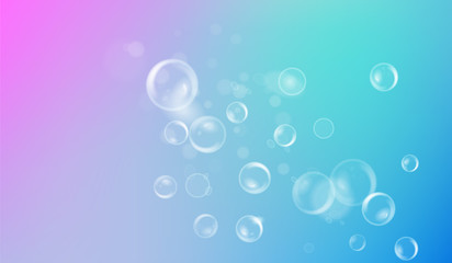 Bright abstract background with pink and blue gradient. Light blue blur background with bubbles in vector.