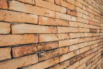 Old red brick wall, wallpaper texture background