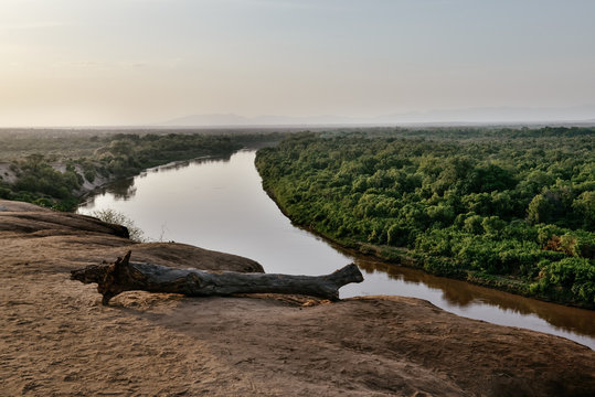 Omo river, Korcho village - Omorate - Ethiopia, African landscape, Africa