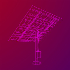 Solar energy panel. Wireframe low poly mesh vector illustration