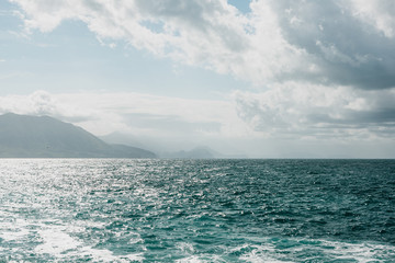 Beautiful view of the mountains and the sea in Montenegro. Natural landscape.