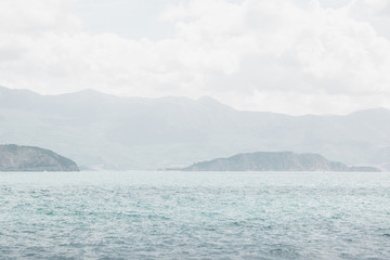 Beautiful view of the natural landscape in Montenegro. Sea, mountains and islands.