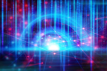 data deep learning robotic, molecule of chemical, atom cell science, futuristic cyber network,...