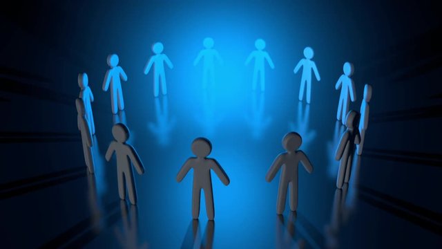 3D rendered animation of a circle of People forming a Team.