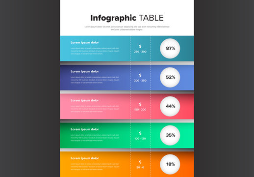Infographic Table with Colored Rows