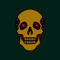 Color skull and space on white background 