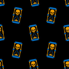 Color skull and hourglass seamless pattern