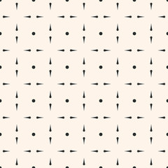 Vector minimalist geometric pattern with simple shapes, lines, octagons in square grid. Abstract seamless texture. Stylish modern minimal monochrome background. Design for decor, textile, paper, cover