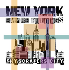 Obraz premium Trendy fashion new york empire building text design pattern