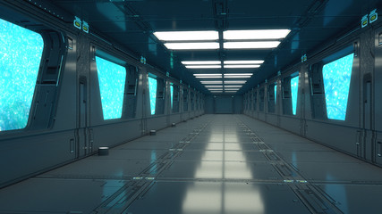 3d render. Futuristic room interior concept