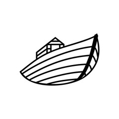 Logo of Noah's Ark. Ship to rescue animals and people from the Flood. Biblical illustration.