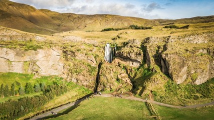 view of waterfall in iceland