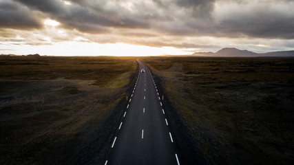 road at sunset in iceland