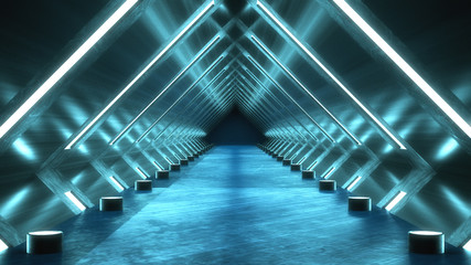 3d render. Futuristic room interior concept