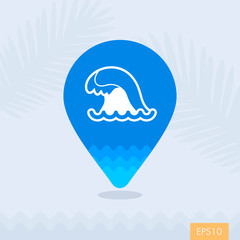 Ocean wave pin map icon. Summer. Vacation
