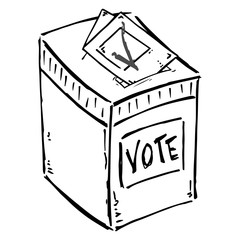 Ballot box. Vector illustration box for vote. Ballot box for voting in elections hand drawn.