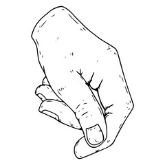 Hand holds icon. Vector illustration of a man's wrist. Hand drawn male hand.